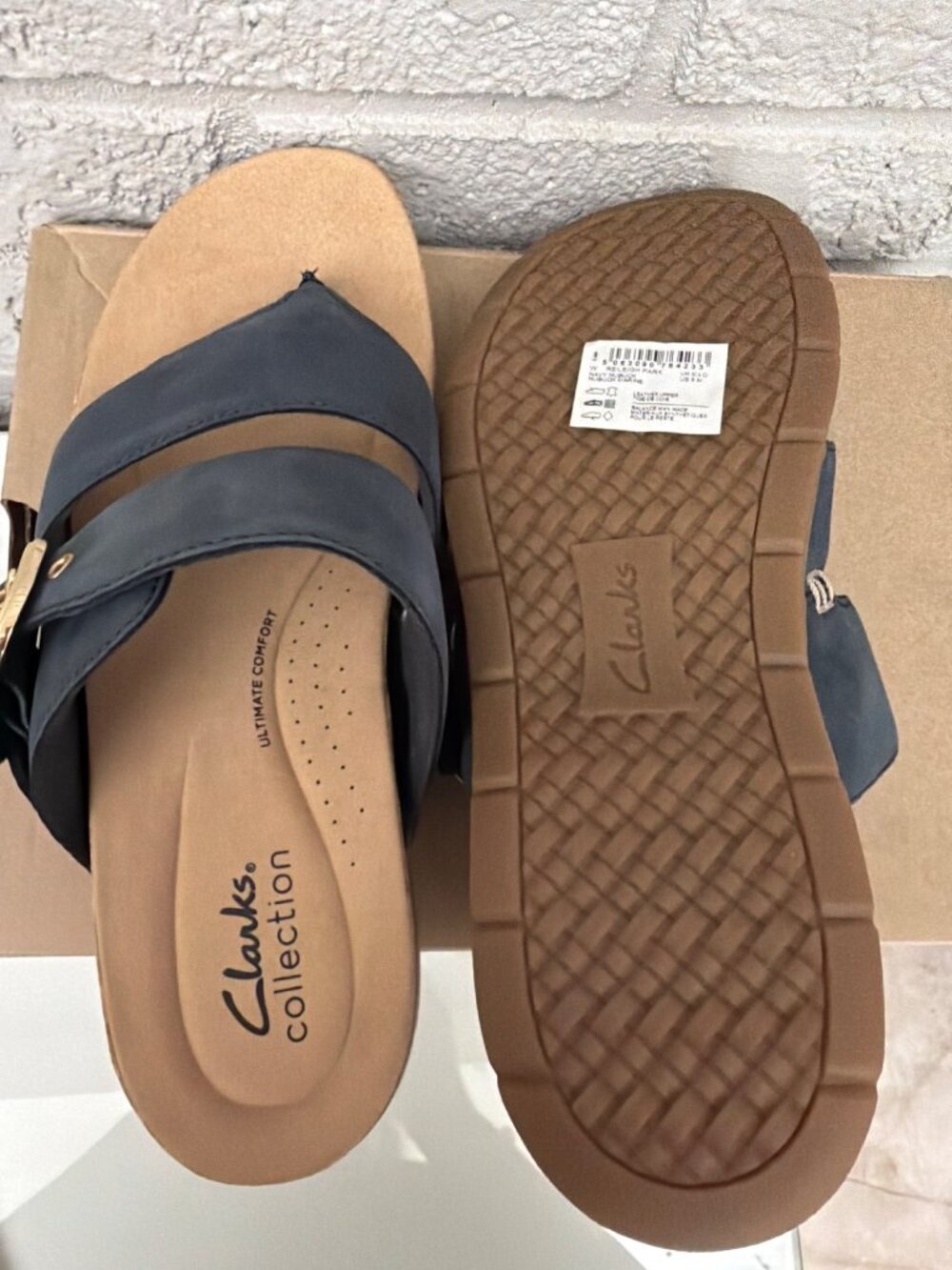 Clarks Raleigh Park Navy Nubuck Leather Women's Sandals Size 8M - Picture 5 of 10